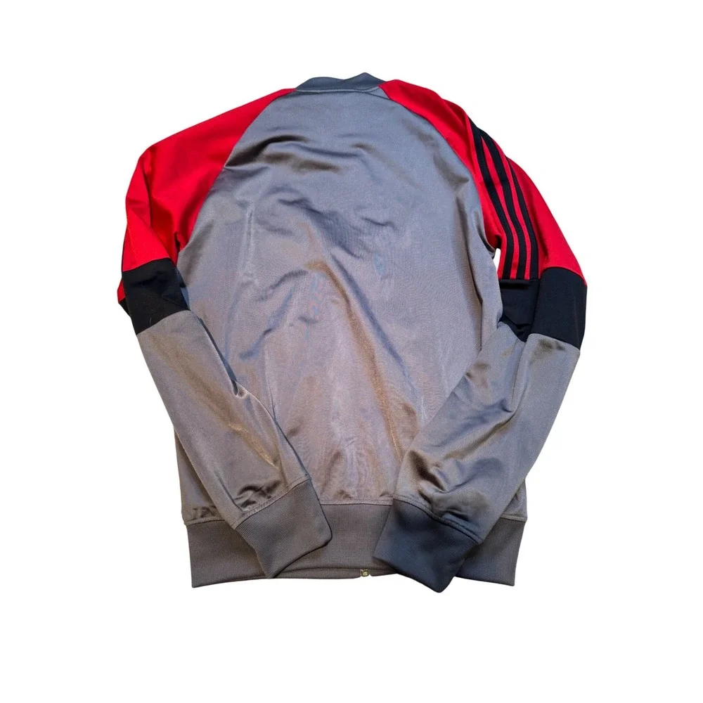 Adidas Originals Track Jacket Gray Red Black Trefoil Logo Full Zip Men's M‎